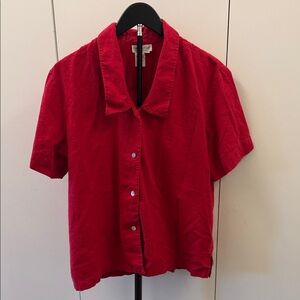 Coldwater Creek Rich Red Short Sleeve Camp Shirt